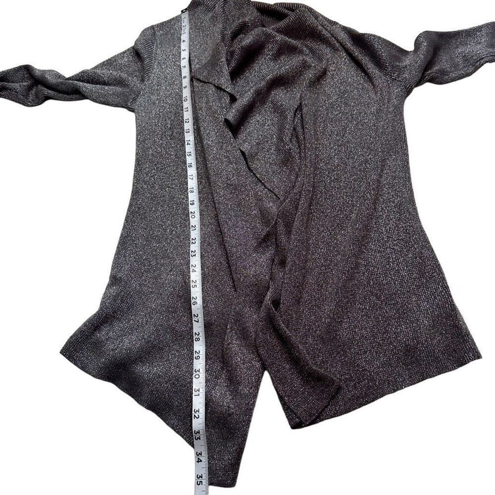 Torrid Womens Gray Metallic Drape Front Sweater Cardigan Large Modern Glam - Picture 8 of 11